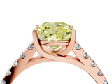 Rose gold Fancy Yellow Cushion  Cut Pavé Band Solitaire Ring with Four-Prong Setting_25