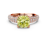 Rose gold Fancy Yellow Cushion  Cut Pave Diamond Engagement Ring with Channel Set Band and Four-Prong Setting_19