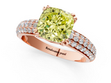 Rose gold Fancy Yellow Cushion  Cut Pave Diamond Engagement Ring with Channel Set Band and Four-Prong Setting_20