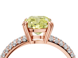 Rose gold Fancy Yellow Cushion  Cut Pave Diamond Engagement Ring with Channel Set Band and Four-Prong Setting_23
