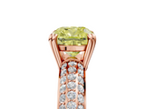 Rose gold Fancy Yellow Cushion  Cut Pave Diamond Engagement Ring with Channel Set Band and Four-Prong Setting_24