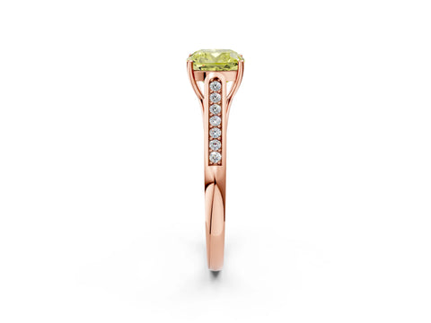 Rose gold Fancy Yellow Cushion Cut Solitaire Cathedral Diamond Engagement Ring with Channel-Set Band and Four-Prong Setting_5