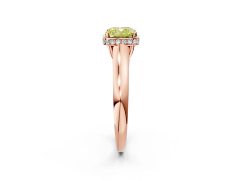 Rose gold Fancy Yellow Cushion Cut Solitaire Diamond Engagement Ring with Four-Prong Setting and Tapered Band_2