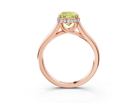 Rose gold Fancy Yellow Cushion Cut Solitaire Diamond Engagement Ring with Four-Prong Setting and Tapered Band_3