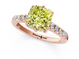 Rose gold Fancy Yellow Cushion Cut Solitaire Diamond Engagement Ring with Pavé Band and Six-Prong Setting_13