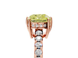 Rose gold Fancy Yellow Cushion Cut Solitaire Diamond Engagement Ring with Pavé Band and Six-Prong Setting_17