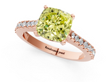 Rose gold Fancy Yellow Cushion  Cut Solitaire Diamond Engagement Ring with Pave Band and Four-Prong Setting_161