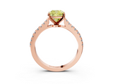 Rose gold Fancy Yellow Cushion  Cut Solitaire Diamond Engagement Ring with Pave Band and Four-Prong Setting_163