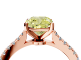 Rose gold Fancy Yellow Cushion  Cut Solitaire Diamond Engagement Ring with Pave Band and Four-Prong Setting_164