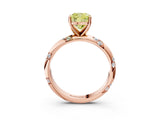 Rose gold Fancy Yellow Cushion Cut Solitaire Diamond Engagement Ring with Twisted Pave Band and Four-Prong Setting_18