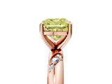 Rose gold Fancy Yellow Cushion Cut Solitaire Diamond Engagement Ring with Twisted Pave Band and Four-Prong Setting_20