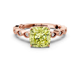 Rose gold Fancy Yellow Cushion Cut Solitaire Diamond Ring with Infinity Twist Band and Four-Prong Setting_12