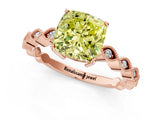 Rose gold Fancy Yellow Cushion Cut Solitaire Diamond Ring with Infinity Twist Band and Four-Prong Setting_13