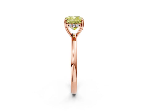 Rose gold Fancy Yellow Cushion Cut Solitaire Diamond Ring with Prong Setting and Plain Band_2