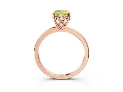 Rose gold Fancy Yellow Cushion Cut Solitaire Diamond Ring with Prong Setting and Plain Band_3