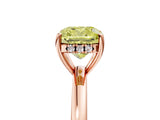 Rose gold Fancy Yellow Cushion Cut Solitaire Diamond Ring with Prong Setting and Plain Band_5