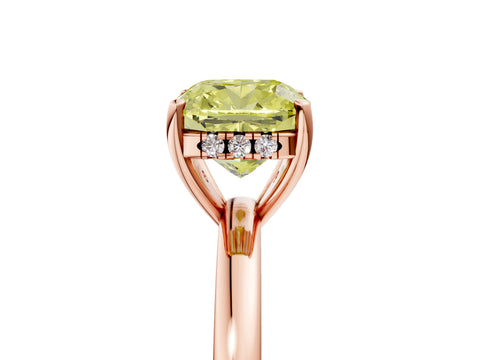 Rose gold Fancy Yellow Cushion Cut Solitaire Diamond Ring with Prong Setting and Plain Band_5