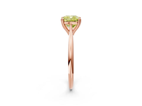 Rose gold Fancy Yellow Cushion Cut Solitaire Diamond Ring with Six-Prong Setting and Classic Band_2