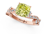 Rose gold Fancy Yellow Cushion  Cut Solitaire Diamond Twisted Band with Pave Setting_29