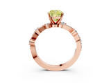 Rose gold Fancy Yellow Cushion  Cut Solitaire Diamond Twisted Band with Pave Setting_31