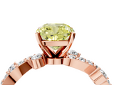 Rose gold Fancy Yellow Cushion  Cut Solitaire Diamond Twisted Band with Pave Setting_32