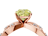 Rose gold Fancy Yellow Cushion  Cut Solitaire Diamond with Side Stones on Criss-Cross Band and Four-Prong Setting_7