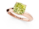 Rose gold Fancy Yellow Cushion  Cut Solitaire Engagement Ring with Flat Band and Four-Prong Setting 1