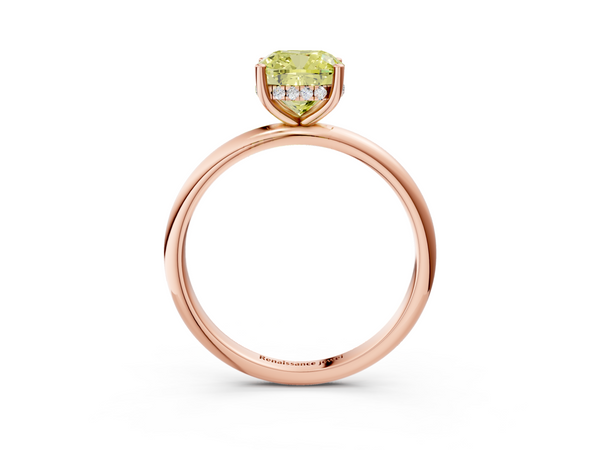 Rose gold Fancy Yellow Cushion  Cut Solitaire Engagement Ring with Four-Prong Setting and Classic Band