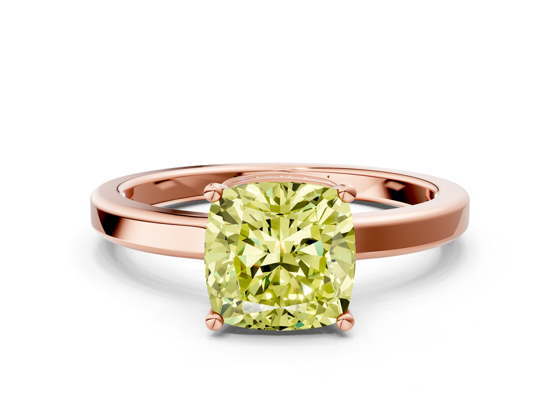 Rose gold Fancy Yellow Cushion  Cut Solitaire Engagement Ring with Four-Prong Setting on a Classic Band_20