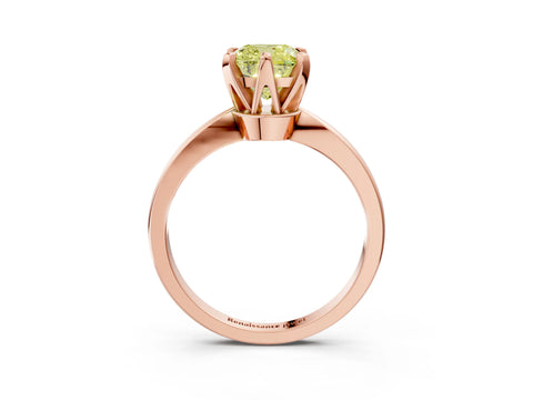 Rose gold Fancy Yellow Cushion Cut Solitaire Engagement Ring with Six-Prong Setting and Tapered Band_3
