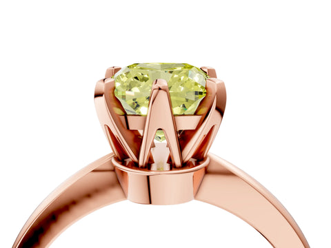 Rose gold Fancy Yellow Cushion Cut Solitaire Engagement Ring with Six-Prong Setting and Tapered Band_4