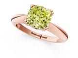 Rose gold Fancy Yellow Cushion  Cut Solitaire Engagement Ring with Tapered Band and Four-Prong Setting 2