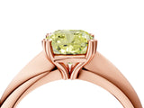 Rose gold Fancy Yellow Cushion  Cut Solitaire Engagement Ring with Tapered Band and Four-Prong Setting 5