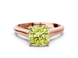 Rose gold Fancy Yellow Cushion Cut Solitaire Engagement Ring with Tapered Band and Four-Prong Setting_3