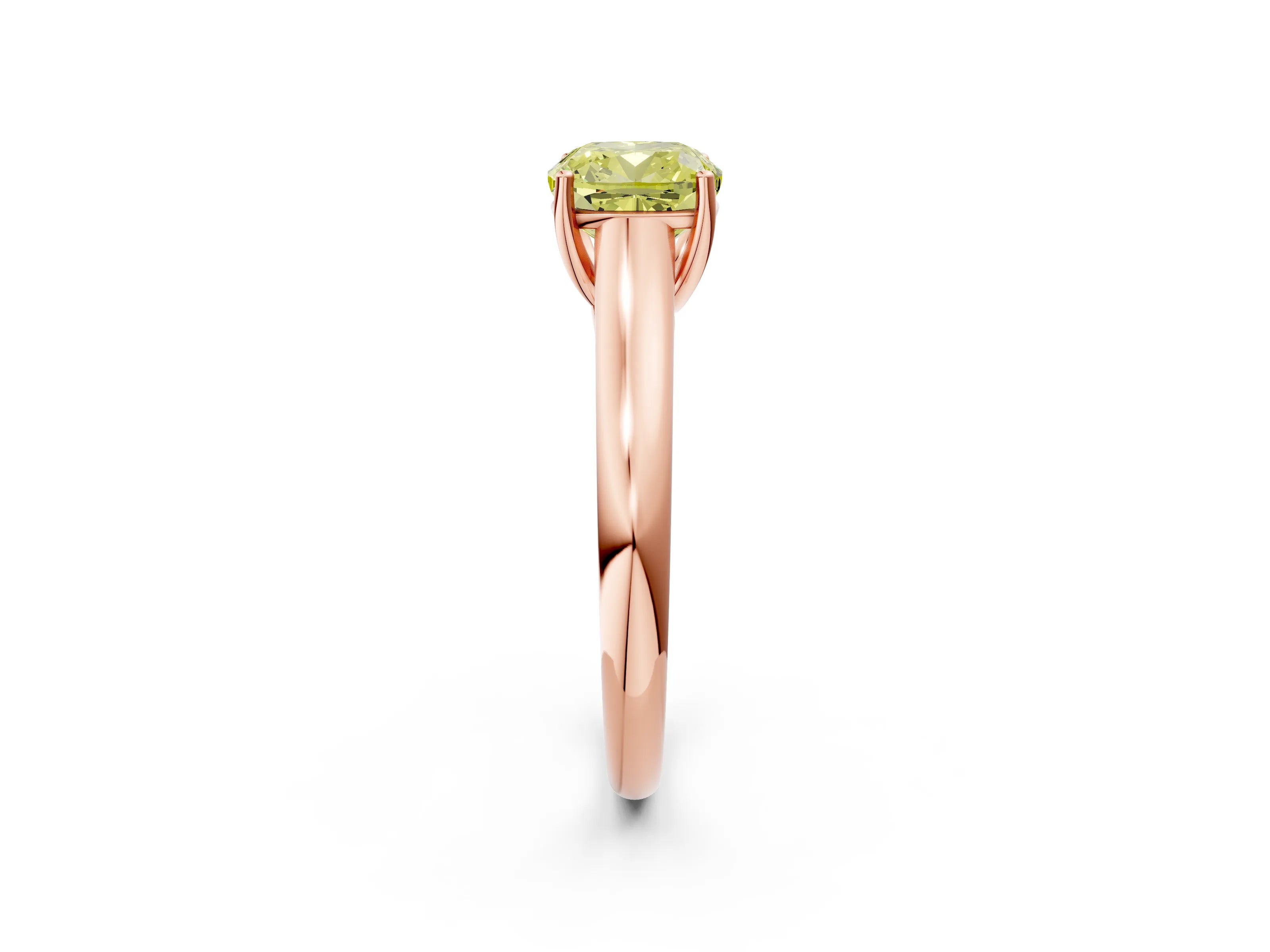 Rose gold Fancy Yellow Cushion Cut Solitaire Engagement Ring with Tapered Band and Four-Prong Setting_5