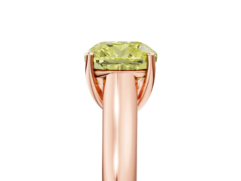 Rose gold Fancy Yellow Cushion Cut Solitaire Engagement Ring with Tapered Band and Four-Prong Setting_8