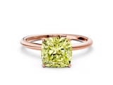 Rose gold Fancy Yellow Cushion  Cut Solitaire Engagement Ring with Thin Band and Four-Prong Setting_3