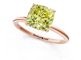 Rose gold Fancy Yellow Cushion  Cut Solitaire Engagement Ring with Thin Band and Four-Prong Setting_4