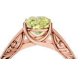 Rose gold Fancy Yellow Cushion  Cut Solitaire Engraved Band with Four-Prong Setting_67