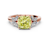 Rose gold Fancy Yellow Cushion  Cut Solitaire Floral Diamond Ring with Four-Prong Setting_37