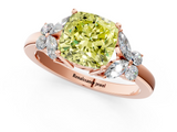 Rose gold Fancy Yellow Cushion  Cut Solitaire Floral Diamond Ring with Four-Prong Setting_38