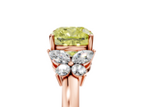 Rose gold Fancy Yellow Cushion  Cut Solitaire Floral Diamond Ring with Four-Prong Setting_42