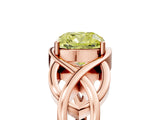 Rose gold Fancy Yellow Cushion Cut Solitaire Intertwined Band Prong Setting Ring_5