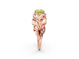 Rose gold Fancy Yellow Cushion Cut Solitaire Leaf-Inspired Engagement Ring with Prong Setting_14