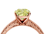 Rose gold Fancy Yellow Cushion Cut Solitaire Milgrain Engraved Band with Four-Prong Setting_4