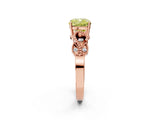 Rose gold Fancy Yellow Cushion Cut Solitaire Milgrain Leaf Band with Prong Setting_2