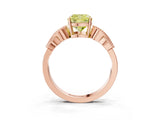 Rose gold Fancy Yellow Cushion Cut Solitaire Milgrain Leaf Band with Prong Setting_3