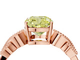 Rose gold Fancy Yellow Cushion Cut Solitaire Milgrain Leaf Band with Prong Setting_4