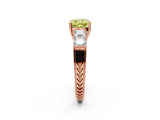 Rose gold Fancy Yellow Cushion Cut Solitaire Princess Side Stone Engraved Band Prong Setting Ring_2