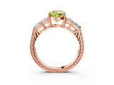 Rose gold Fancy Yellow Cushion Cut Solitaire Princess Side Stone Engraved Band Prong Setting Ring_3